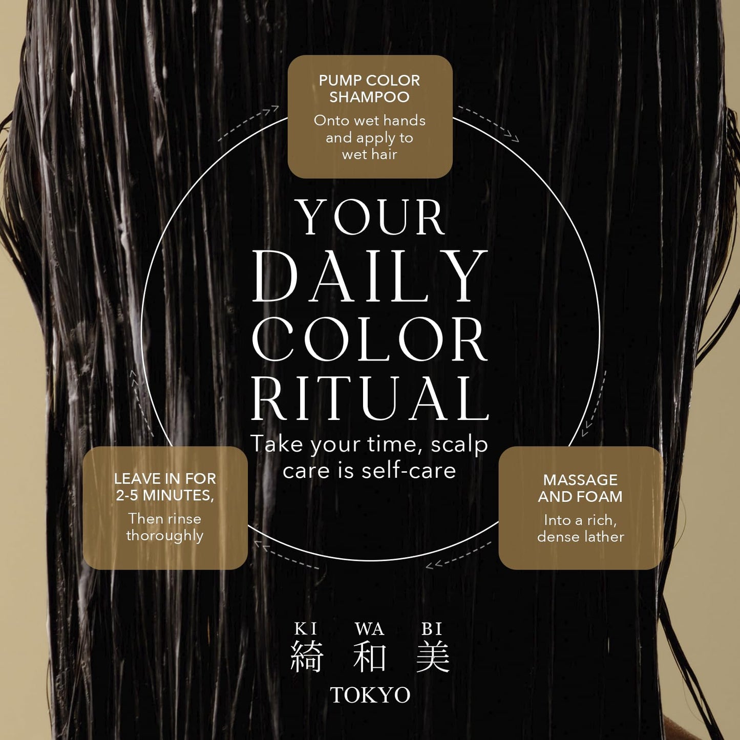 Kiwabi Hair Color Shampoo for Gray Coverage – Gradual, No Damage, Natural Hair Dye Shampoo for Gray Hair for Women & Men – Sulfate-Free & Ammonia-Free – Gentle on Hair & Scalp (Dark Brown)