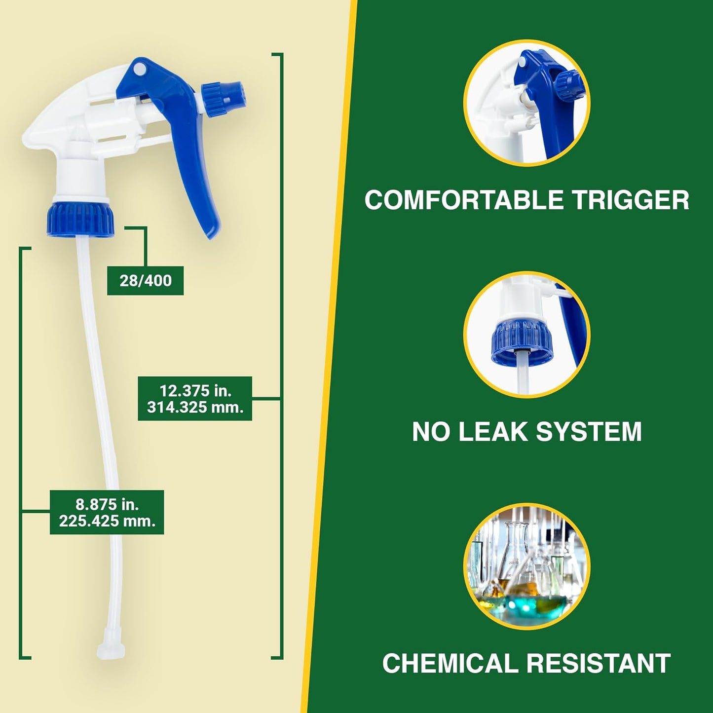 Green Spray Bottle Nozzle Replacement - Heavy Duty Sprayer Triggers for Home & Commercial Cleaning | Fits 8-32 oz Bottles, Blue, 24 Pack