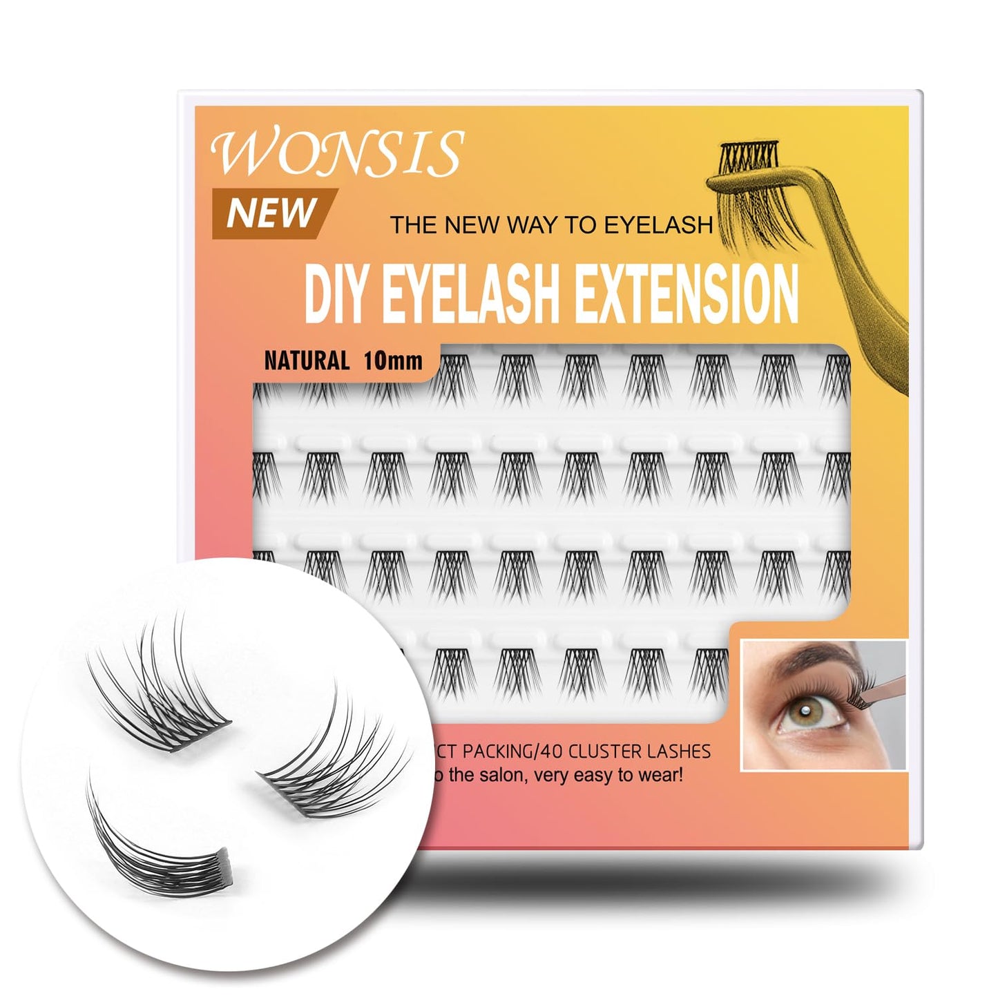 DIY Eyelash Extensions - Reusable Volume Lash Clusters for Natural Wispy Look | C Curl 14mm Pack