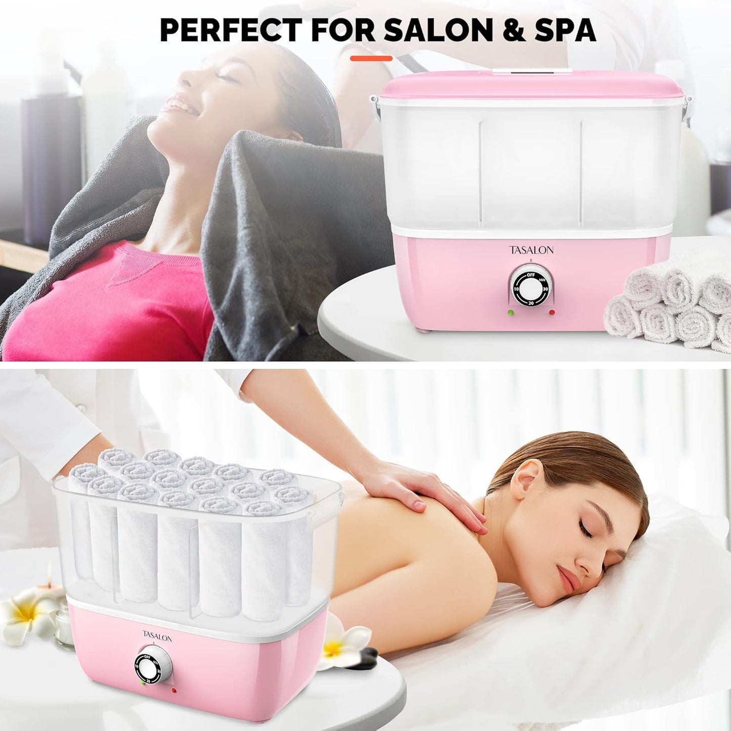 Hot Towel Steamer for Facials - Portable Warmer Heats in 5 Minutes | Fits 16 Mini Towels, Pink
