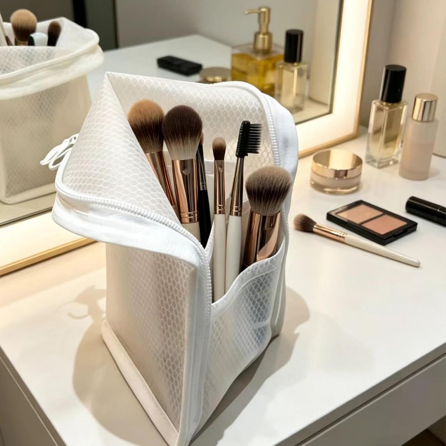 Portable Standing Toiletry Bag - Travel Cosmetic Pouch Set | Clear Makeup Bags (2 Pieces)