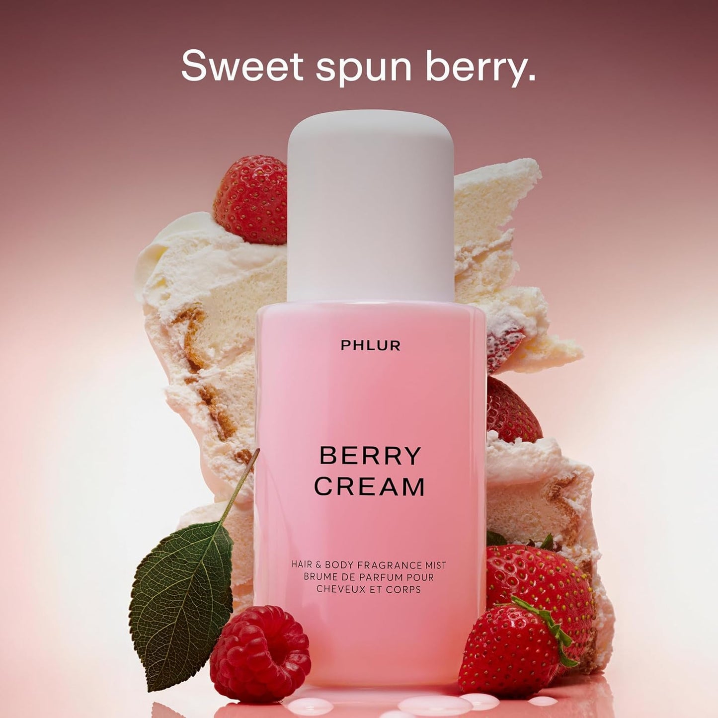 PHLUR Berry Cream Body Mist - Sweet Berries & Vanilla Perfume Spray | 8 Fl Oz