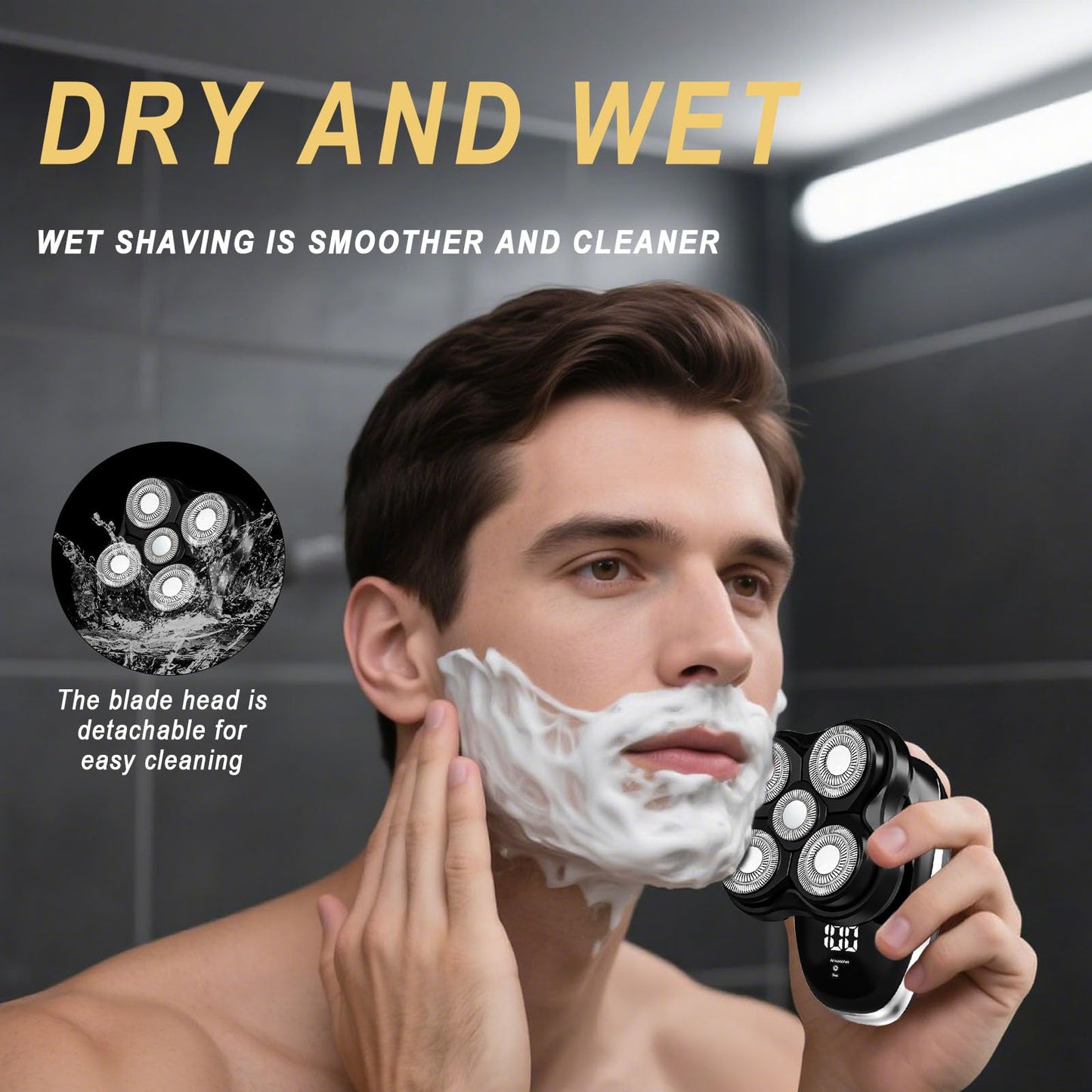 LQT Head Shaver for Bald Men | Wet & Dry Electric Shaver with 5D Floating Head & Magnetic Blades | Rechargeable Razor with LED Display & 3-Second Safety Lock