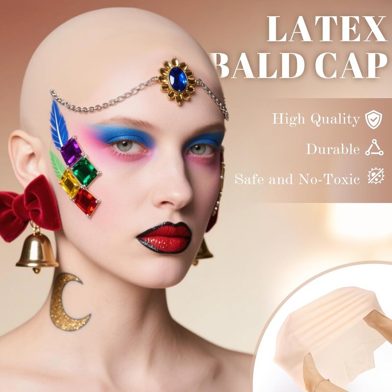 Realistic Latex Bald Cap - Halloween SFX Makeup Kit with Spirit Gum & Remover | Adult Cosplay Costume Set