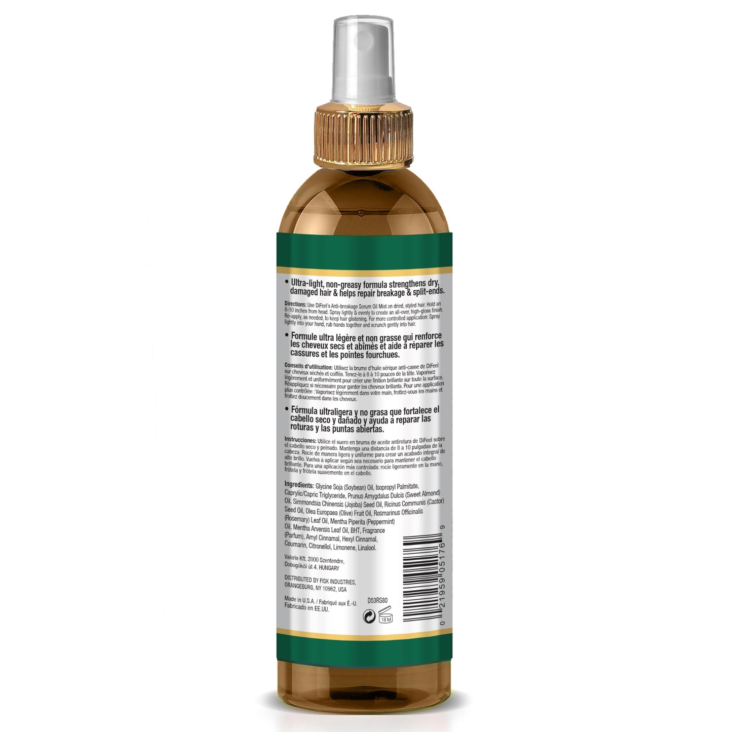 Difeel Rosemary and Mint Anti-Breakage Serum Oil Mist 8 oz. - Hair Strengthening Serum Mist, Reduces Split Ends, Reduces Breakage and Frizz