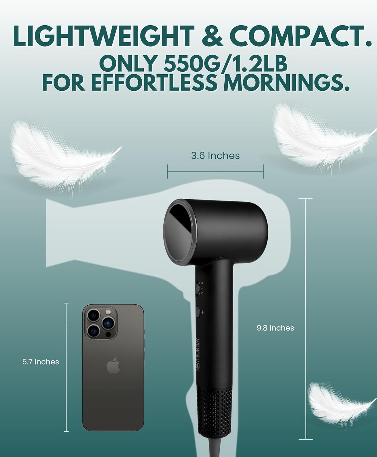 Ionic Hair Dryer - High-Speed Fast Drying Blow Dryer with LCD Display & Noise Reduction | Lightweight Ergonomic Design