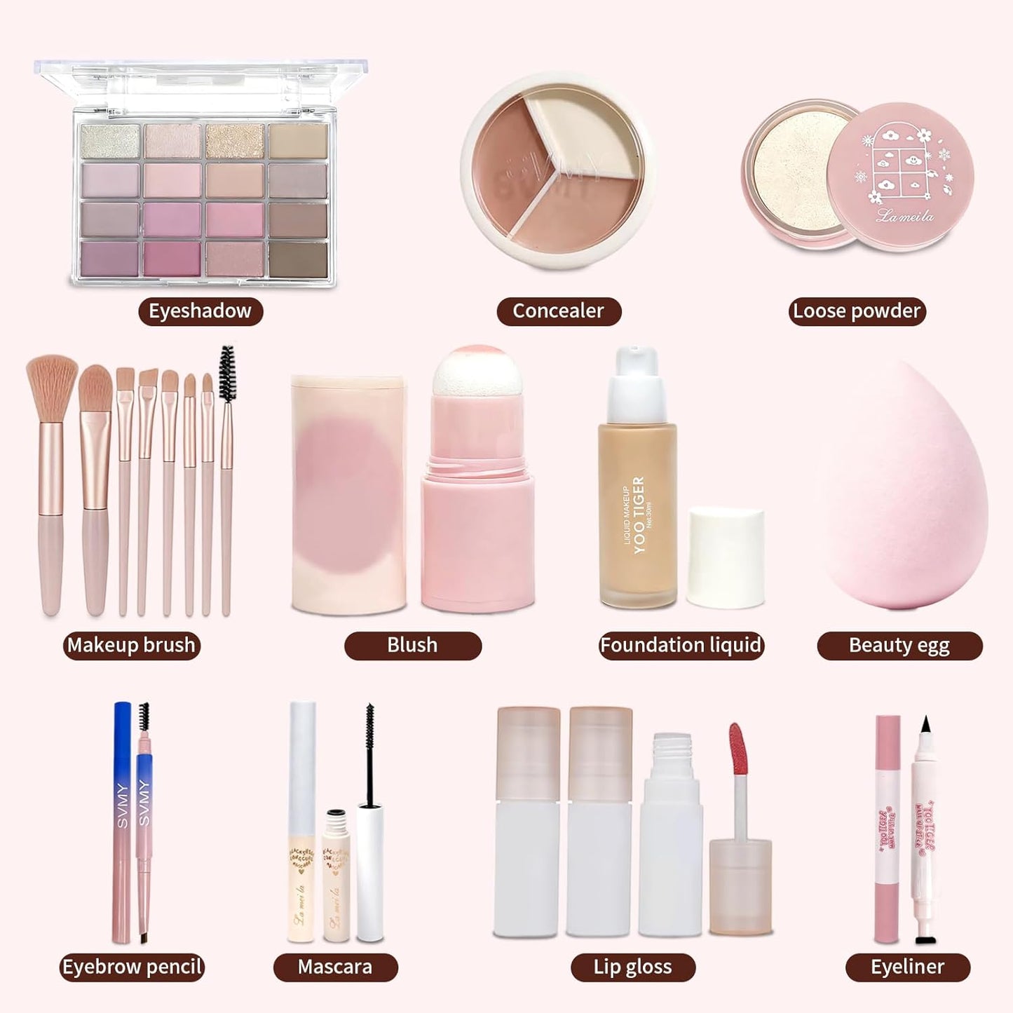 Makeup Kit for Women - All-In-One Makeup Set for Teens | Foundation, Eyeshadow Palette, Lip Gloss, Eyeliner & Brushes