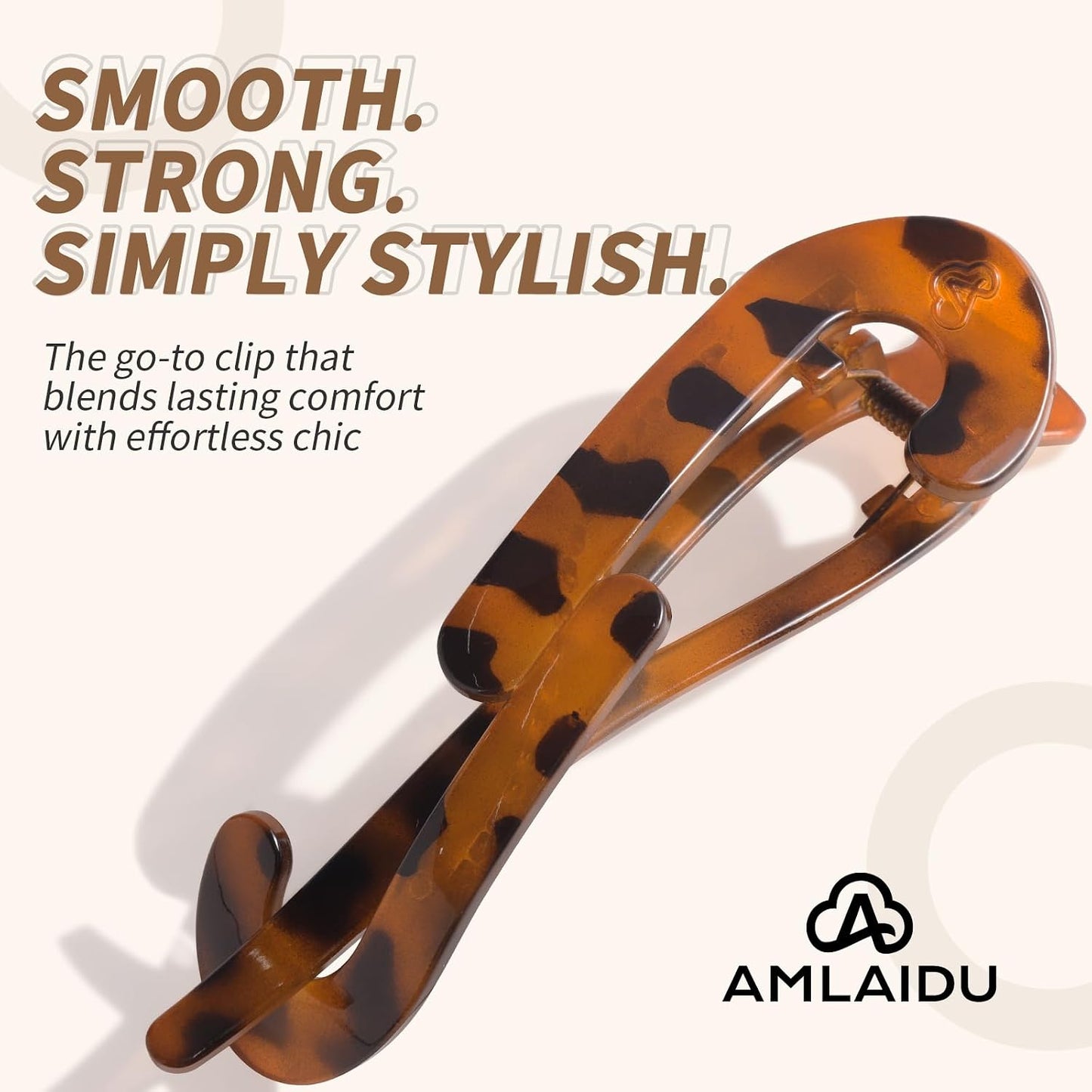 Large Twist Flat Hair Clips - Stylish Tortoise Claw Clips for Medium Thick Hair | 4-Pack for Long, Curly Styles