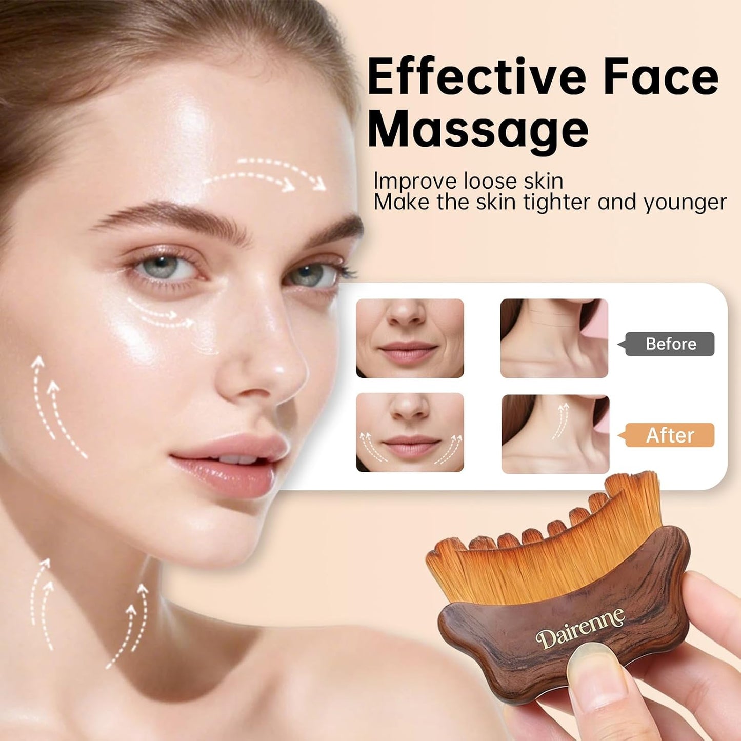 Lymphatic Contour Face Brush Set - Sculpting & Anti-Puffiness Tool | Ultra Soft Dry Brushes for Jawline Massage & Drainage | Ergonomic Design (Brown)