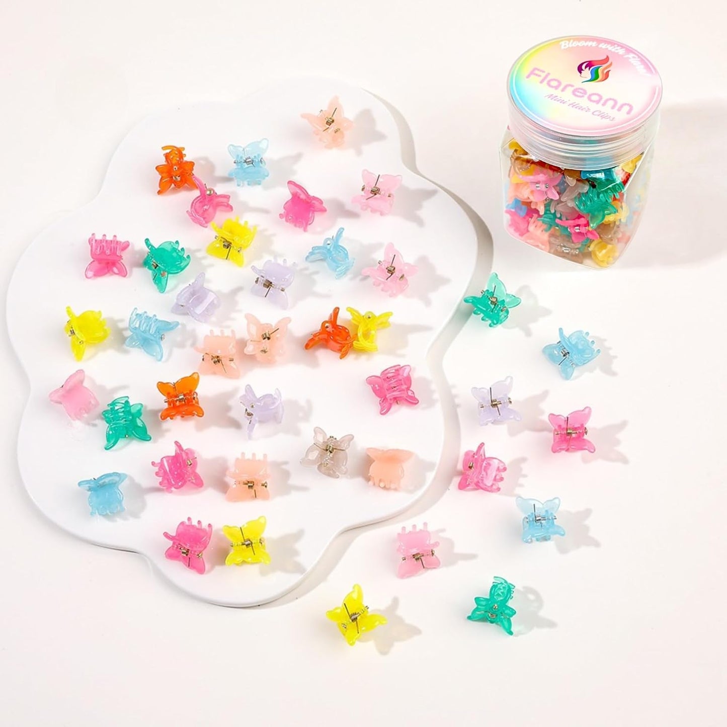 Mini Butterfly Hair Clips - 100 Pcs Toddler Hair Accessories | Colorful Claw Clips for Girls & Babies