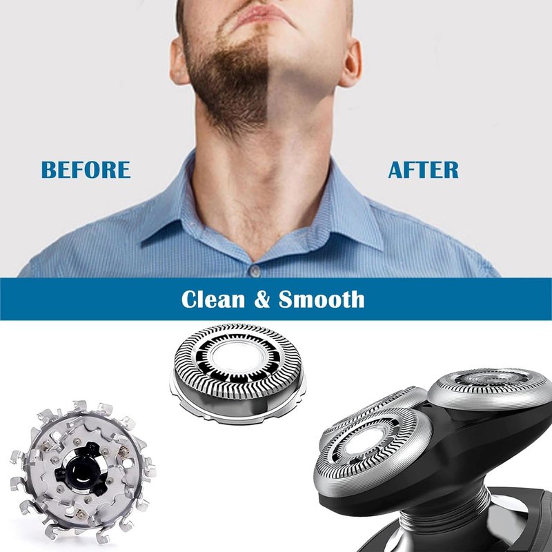 Suleto SH60/72 Replacement Heads Compatible with Philips Series 6000, SH60 Razor Head Compatible with Norelco Electric Shaver S6880/81, S6810/82, S6820/84, 3-Pack Sh60 Shaving Replacement Heads