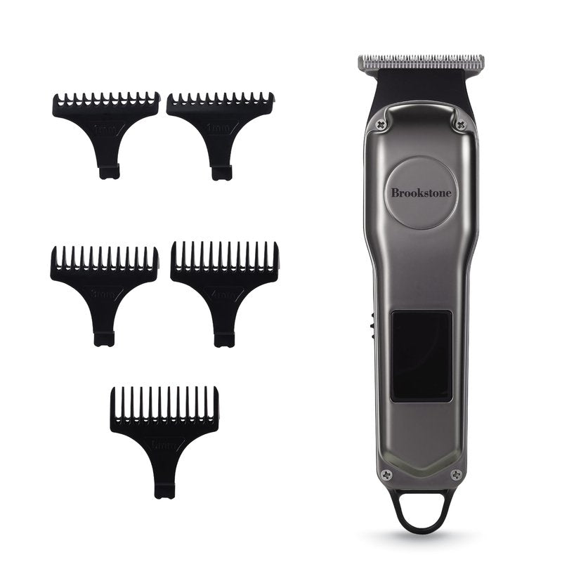 Brookstone - Metallic Cordless T-Blade Hair Clipper, Precision Cutting with Rechargeable Battery & Sleek Metallic Finish (Black)