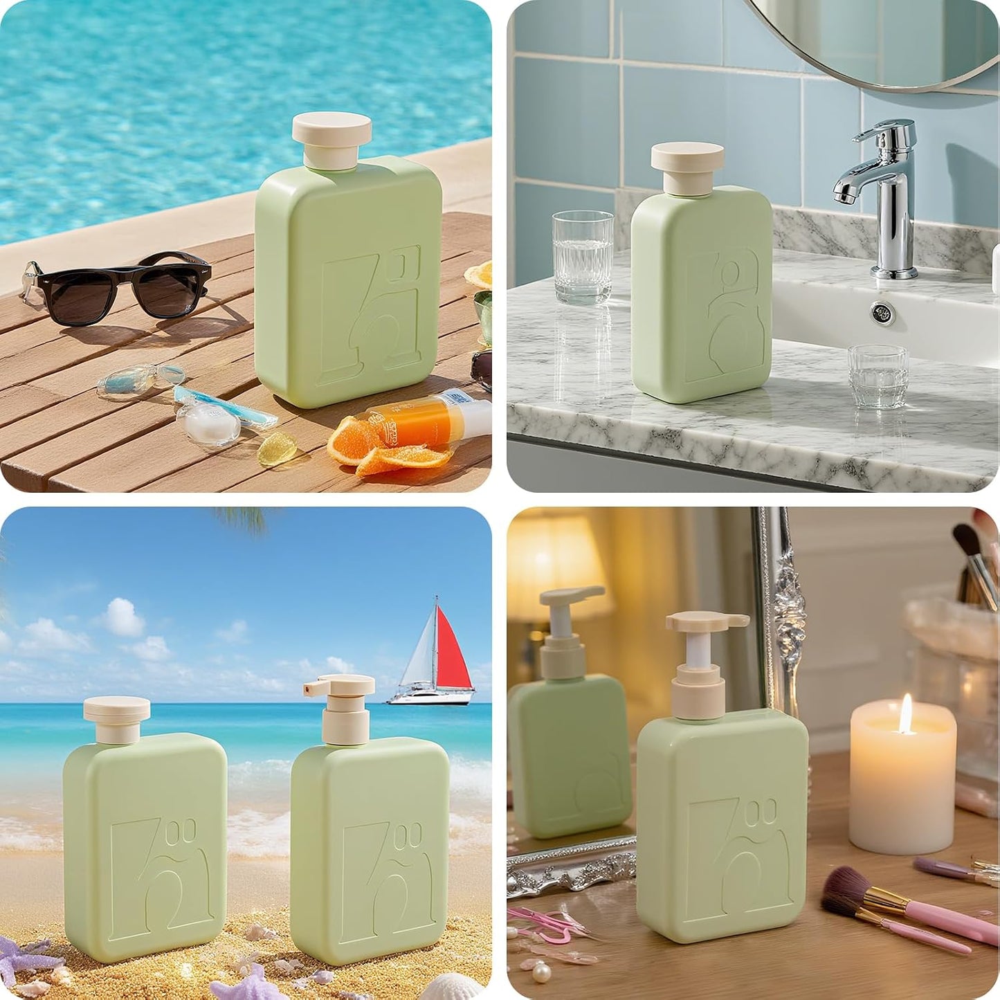 Travel Pump Bottles - Refillable Leak-Proof Squeeze Containers for Shampoo & Toiletries | 2 Pack, 11oz/330ml