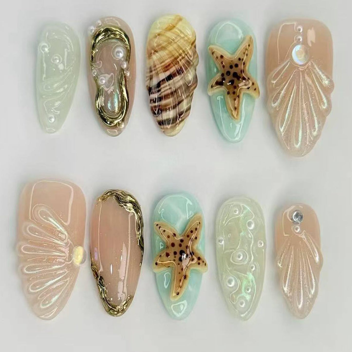 Almond Press On Nails - 30Pcs Medium Fake Nails with 3D Floral Art | Red French Gradient Acrylic for Women