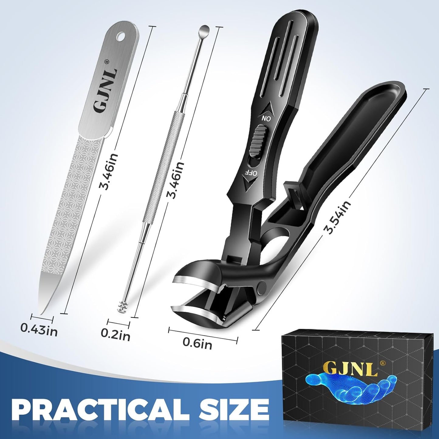 Toenail Clippers for Seniors - Angled Heavy Duty Nail Clipper for Thick Toenails | Wide Jaw Opening Design
