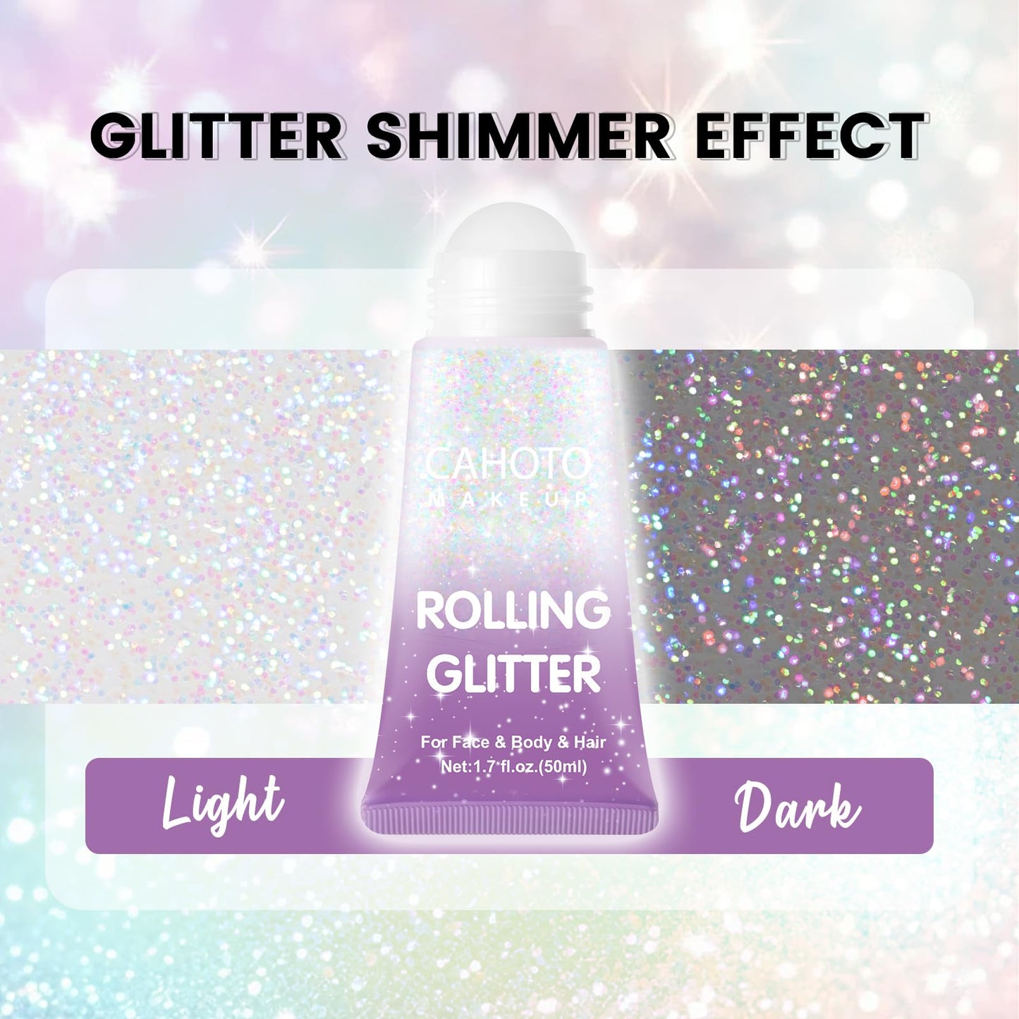 CAHOTO Dazzle Rolling Glitter, Shimmer Gel for Face Body & Hair