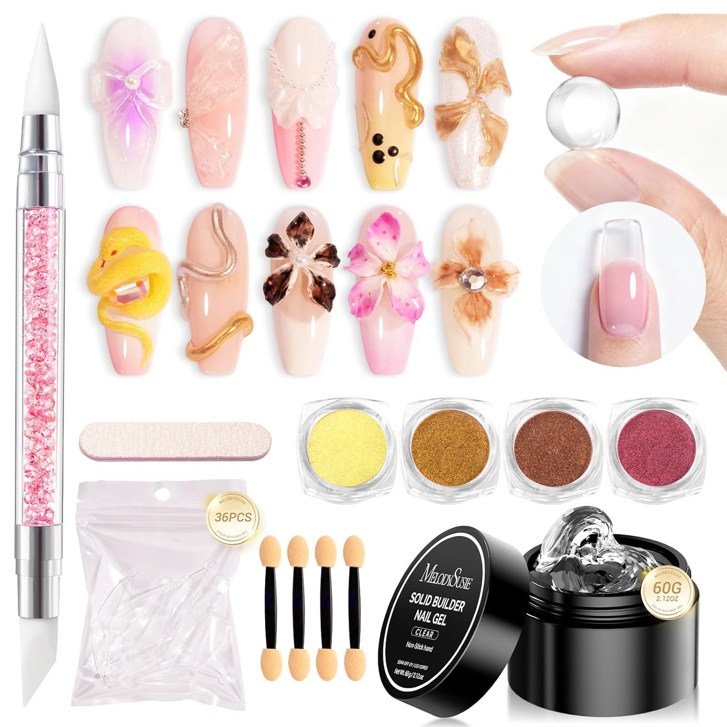 MelodySusie Nail Foil Glue Gel - 15ML Soak Off Adhesive for Nail Art | Strong Sticky Base for Foils & Stickers