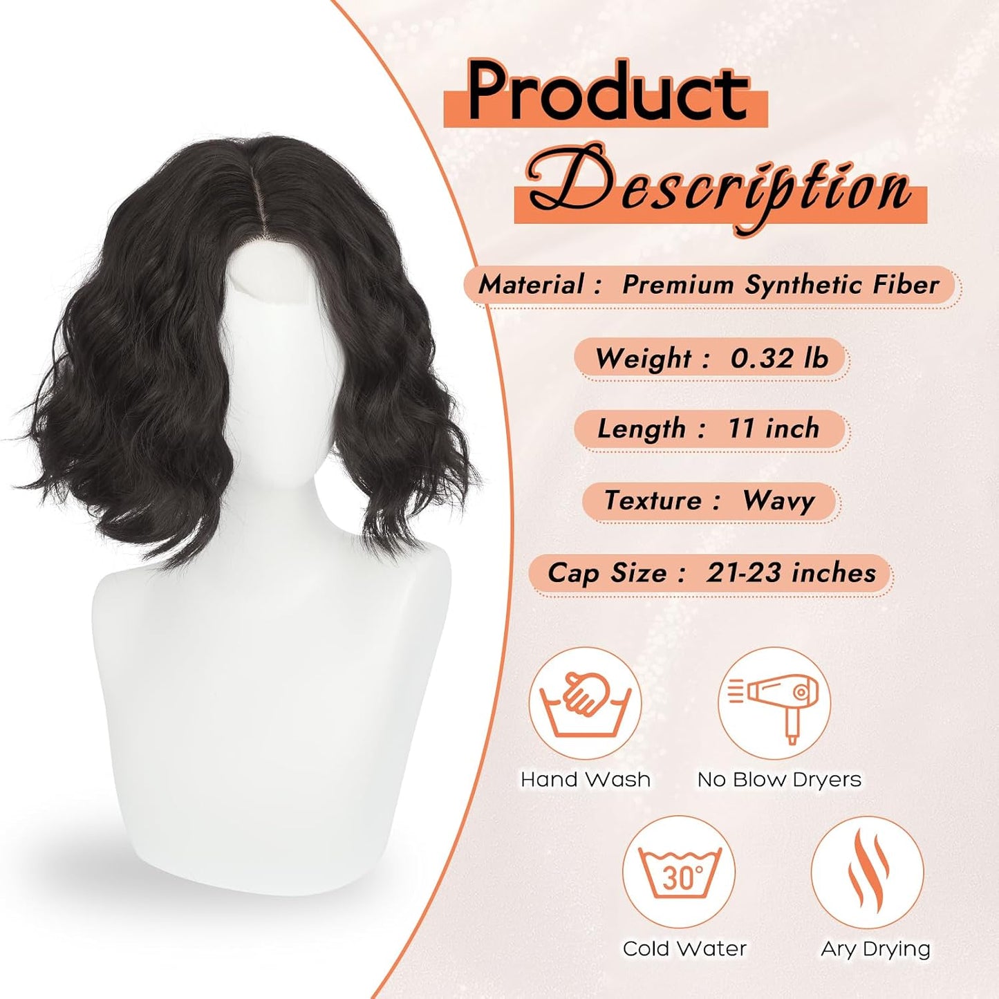 Blonde Bob Wig for Women - Lace Front Short Soft Wavy Curly Synthetic Hair | 11 Inch Natural Look