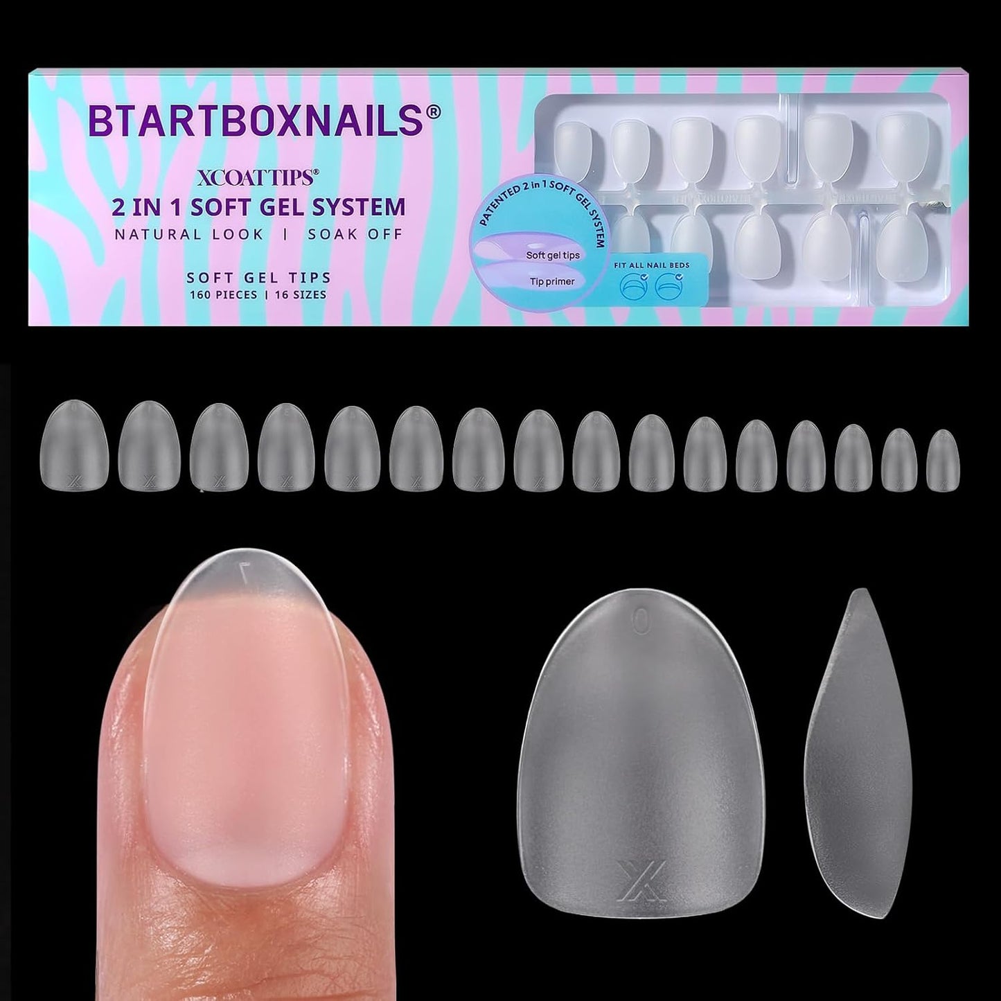 BTArtbox Press-On Nails - 5 Shades of Nude Long Stiletto | 16 Sizes for Easy Application & 4-Week Wear