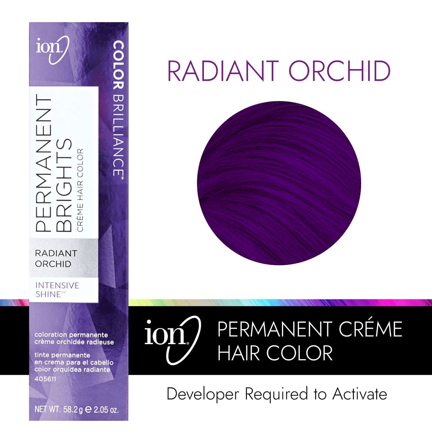 Ion Permanent Brights Hair Color Kit - Radiant Orchid Creme Color & Sensitive Scalp Developer | 2.05 oz + 8 oz + 7 fl oz