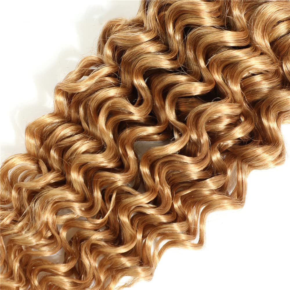 AuokMar Honey Blonde Bundles 27 Kinky Curly Bundles Huma Hair 18 20 22 inch Double Weft Soft Real 27 Blonde 3 Bundle Human Hair Extensions 300g