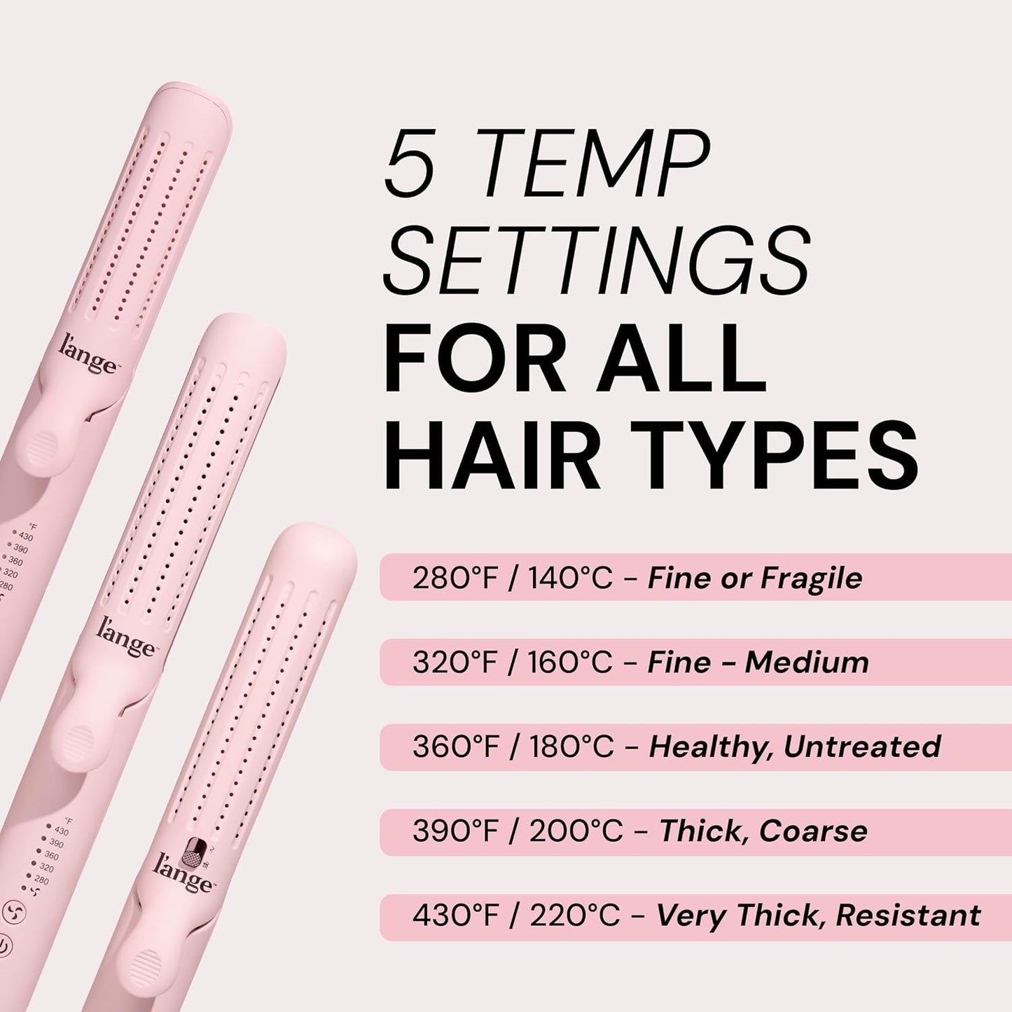 L'ANGE HAIR 2-in-1 Hair Straightener & Curler - 360° Airflow, Titanium Plates | 1" Wand for Long Hair (Blush)