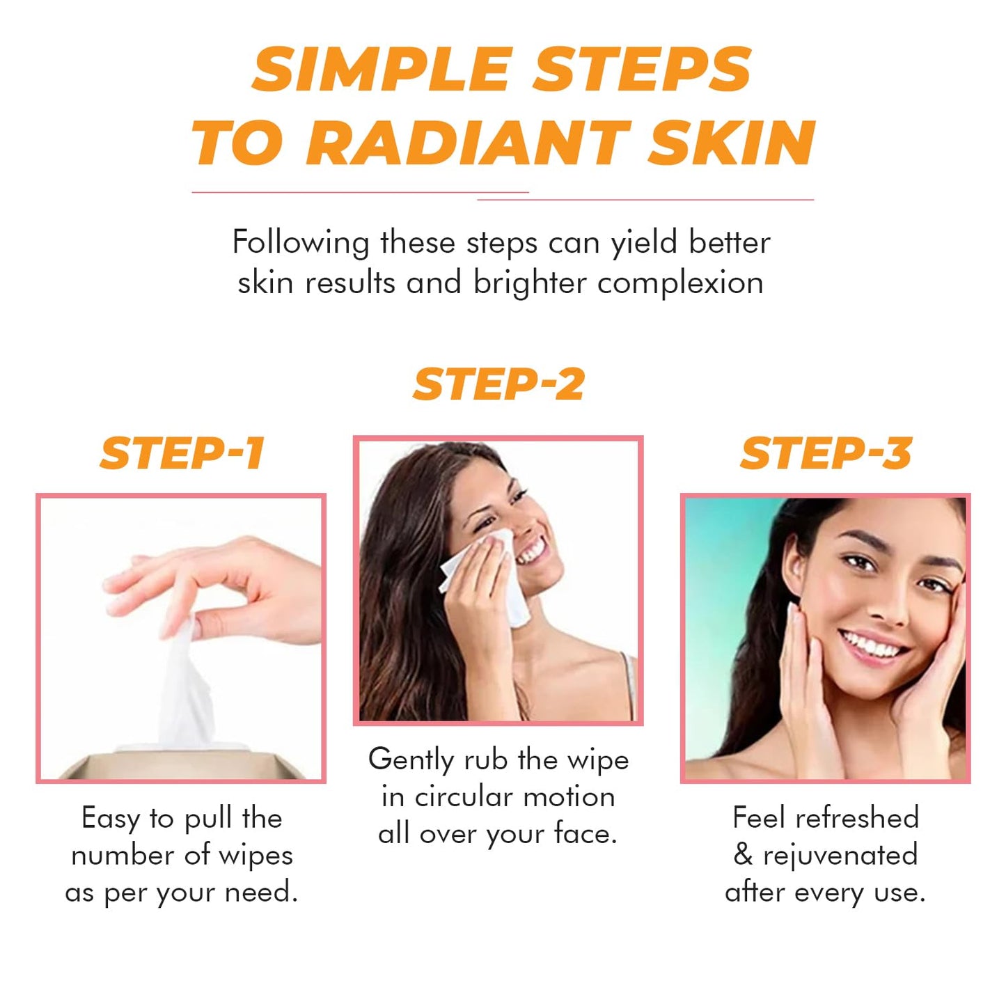 Vitamin C Facial Wipes - Hydrating & Brightening Korean Skin Care | Anti-Aging, Vegan, 95% Natural - 1 Pack