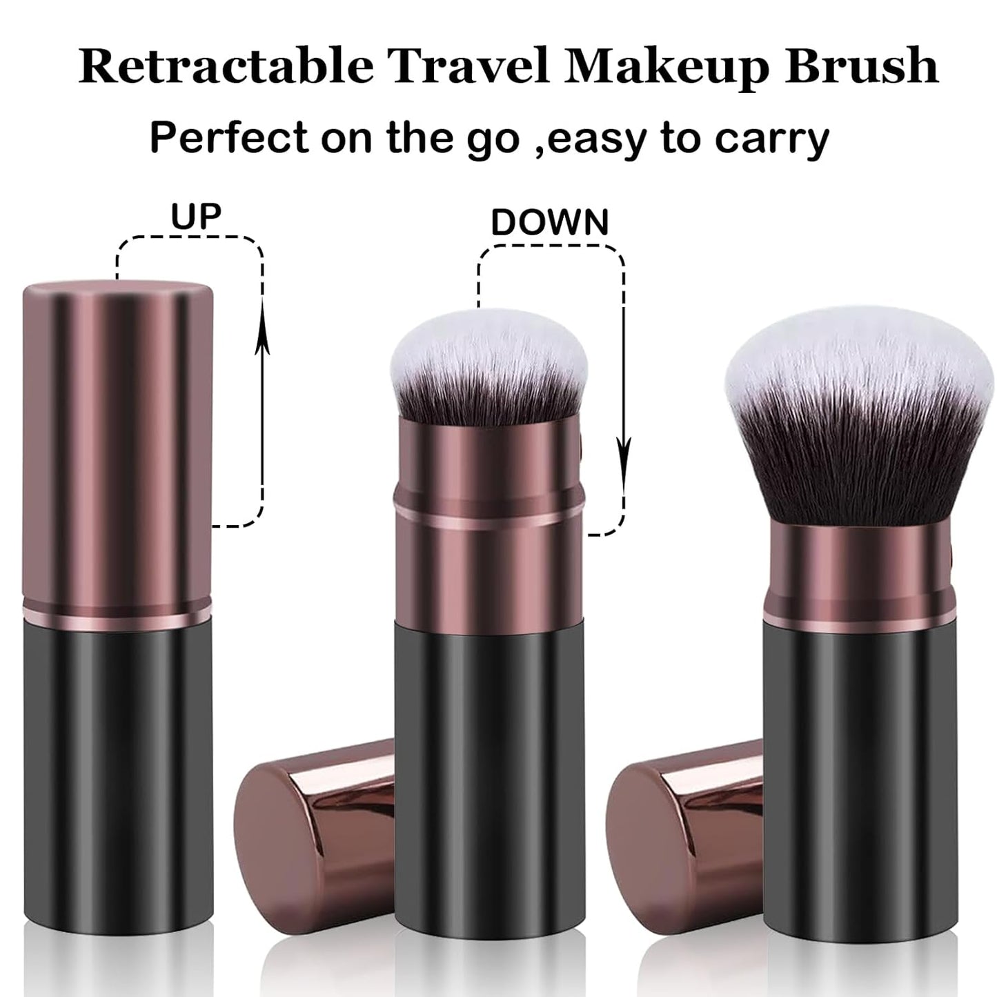 Retractable Kabuki Makeup Brush - Professional Travel Powder Brush for Flawless Blending | Ideal for Liquid, Cream, Blush & Bronzer