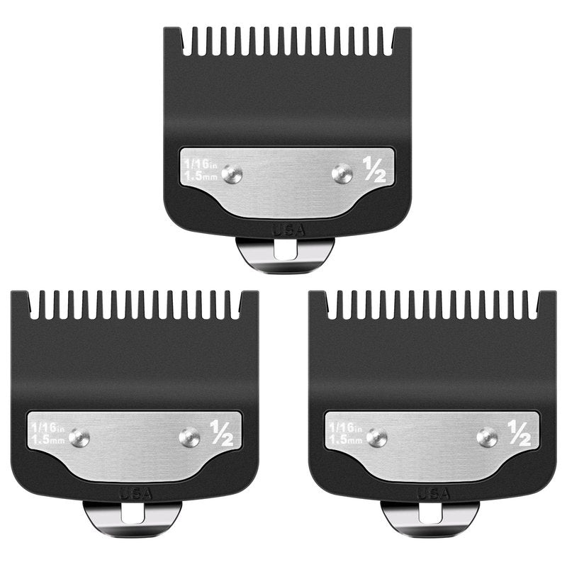 Replacement for Wahl Clipper Guards Set, Compatible with Wahl 1/2 Clipper Guard, 1/16"1.5mm Metal Hair Clipper Guards Set for Professional Stylists and Barbers(3 pack)