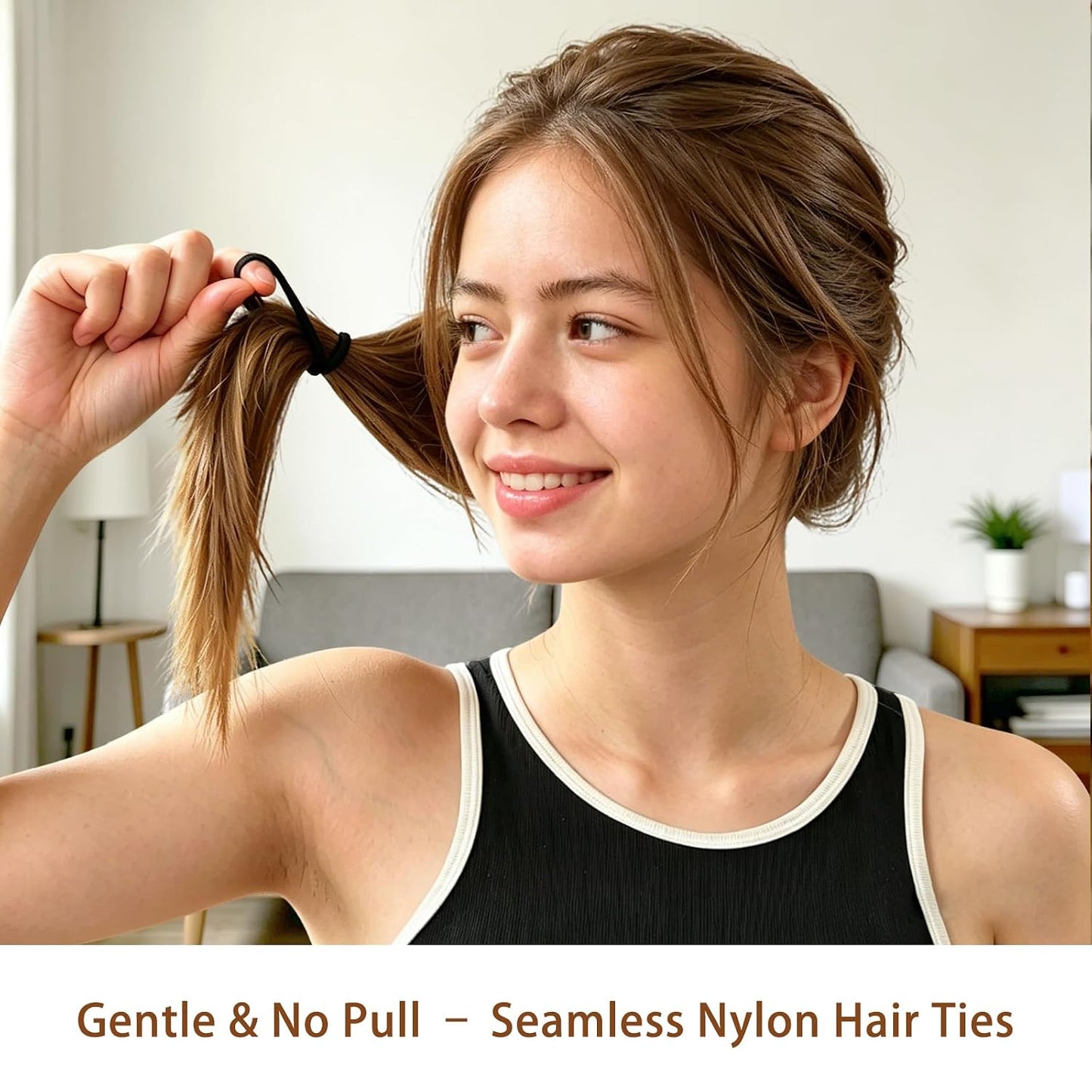 CZZXI Hair Ties for Fine Hair - 150Ct No Damage Seamless Elastic Ponytail Holders | Soft Nylon, Black