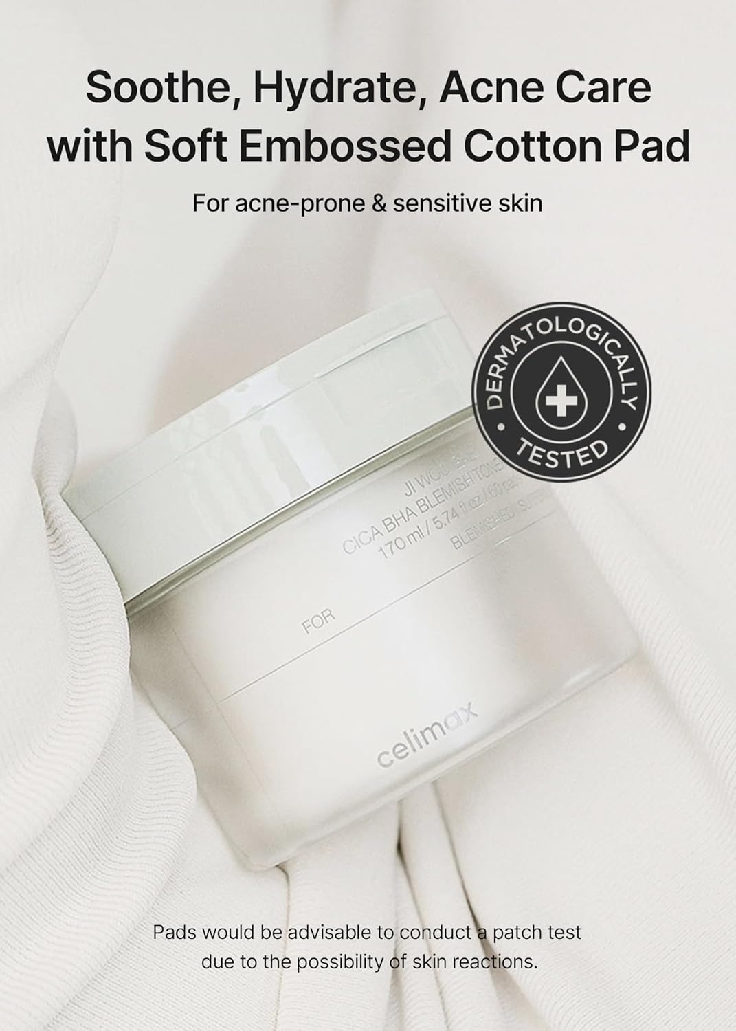 Celimax Ji.Woo.Gae CICA BHA Blemish Toner Pads - Hydrating & Soothing Complex with Centella Asiatica | 60 Pads