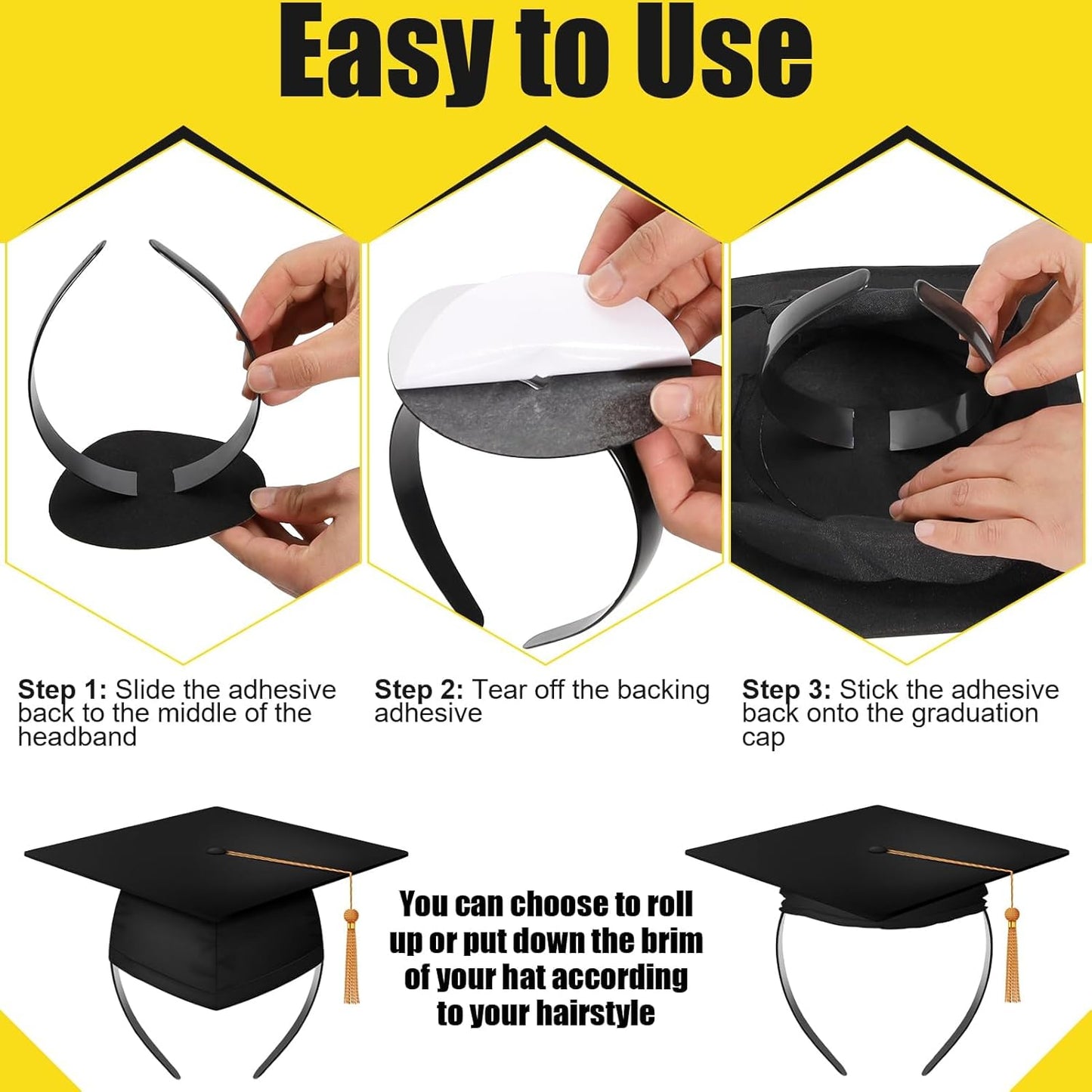 Graduation Cap Headband - Adhesive Felt Hair Band for Graduates | Perfect Gift Accessory