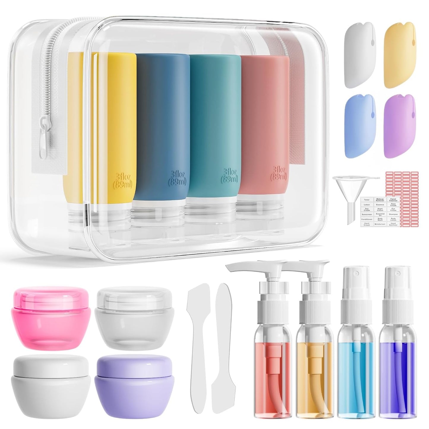 Travel Bottles for Toiletries - 21 Pack Leak-Proof TSA Compliant Silicone Containers | BPA Free, Purple