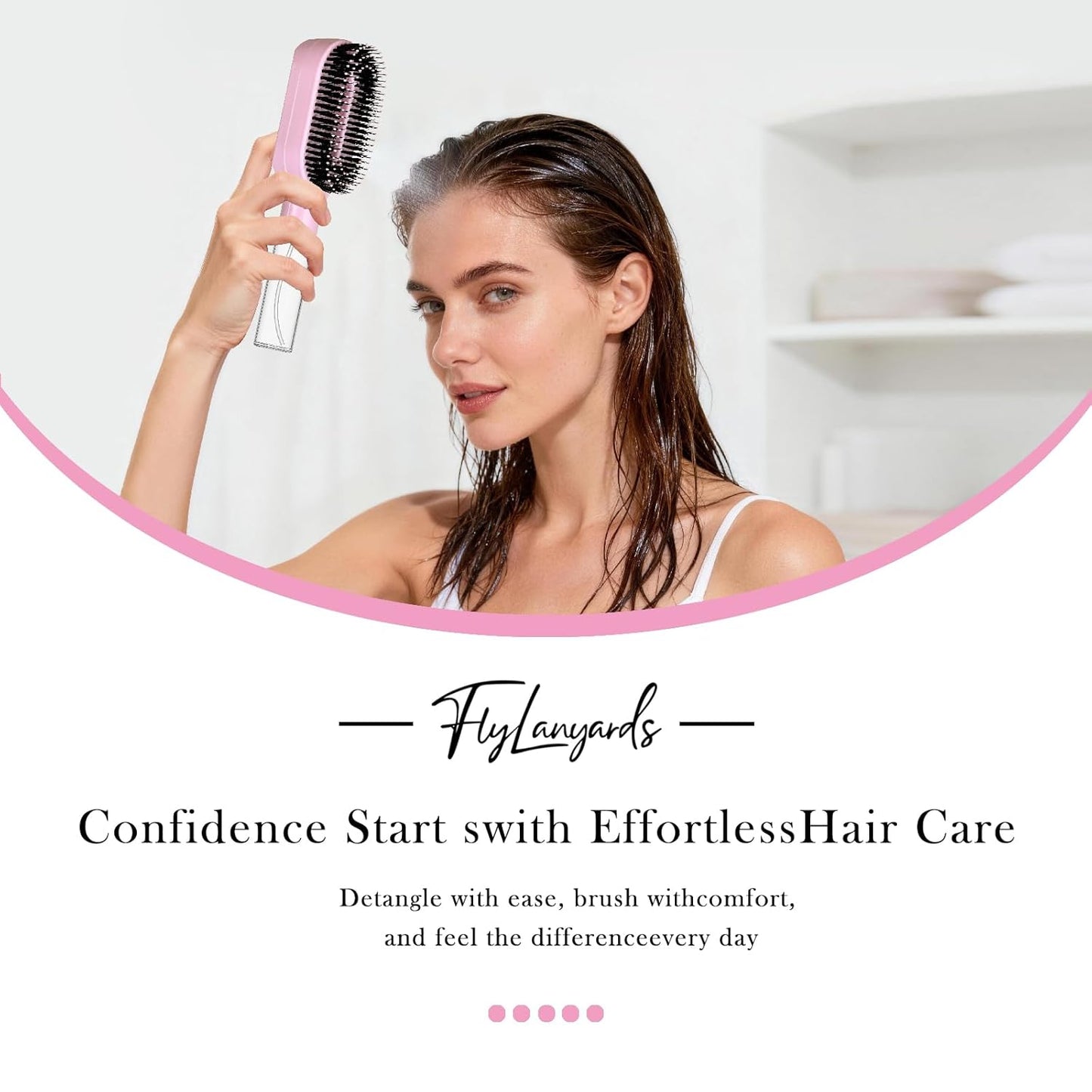 2-in-1 Detangler Hair Brush - Wet & Dry Curly, Wavy, Straight Hair | Built-In Mister Spray, 50ml Water Reservoir (Pink)