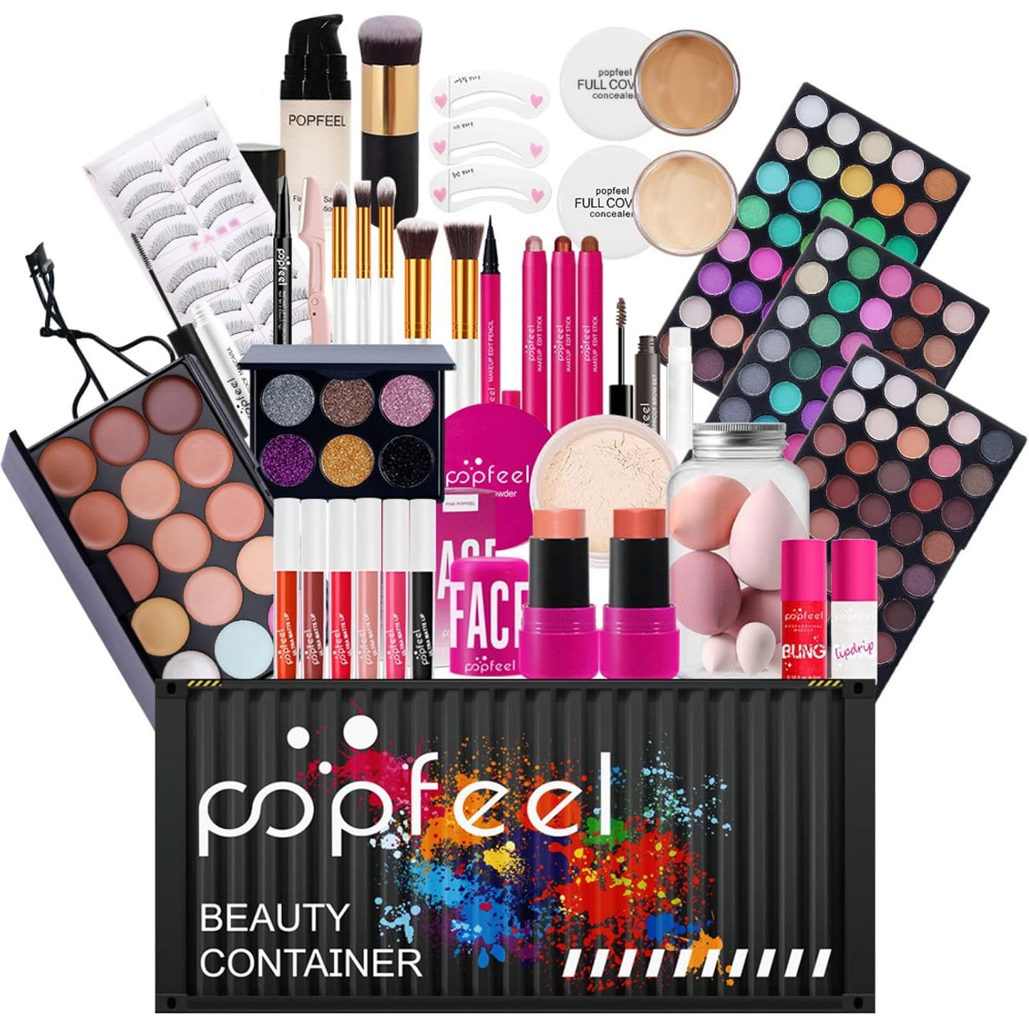 Holiday Makeup Gift Set - Complete Kit for Women & Teens | Includes Eyeshadow Palette, Lipstick, Blush, Concealer, Face Powder, Mascara, Lip Gloss