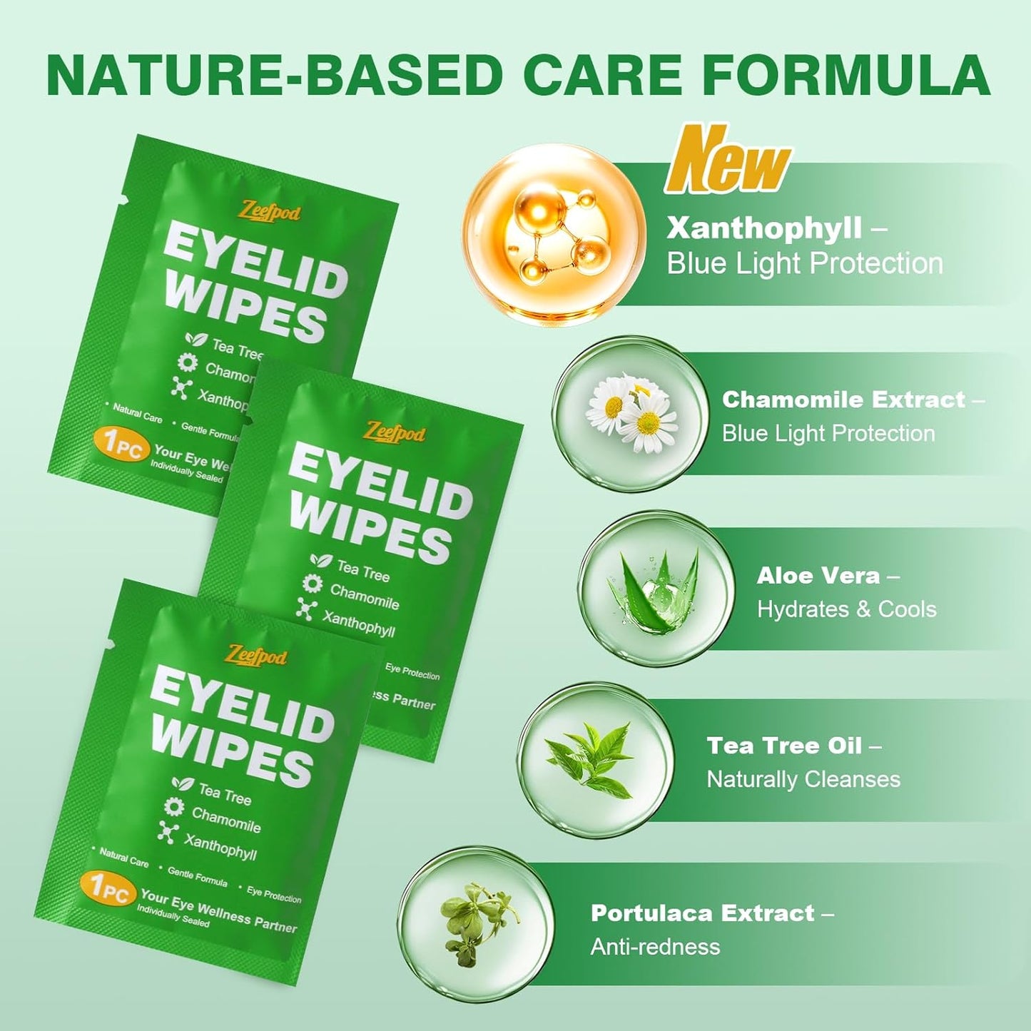 Tea Tree Oil Eyelid Wipes - 120 Individually Wrapped Soothing Eye Cleaning Wipes | Hydrating for Sensitive Eyes