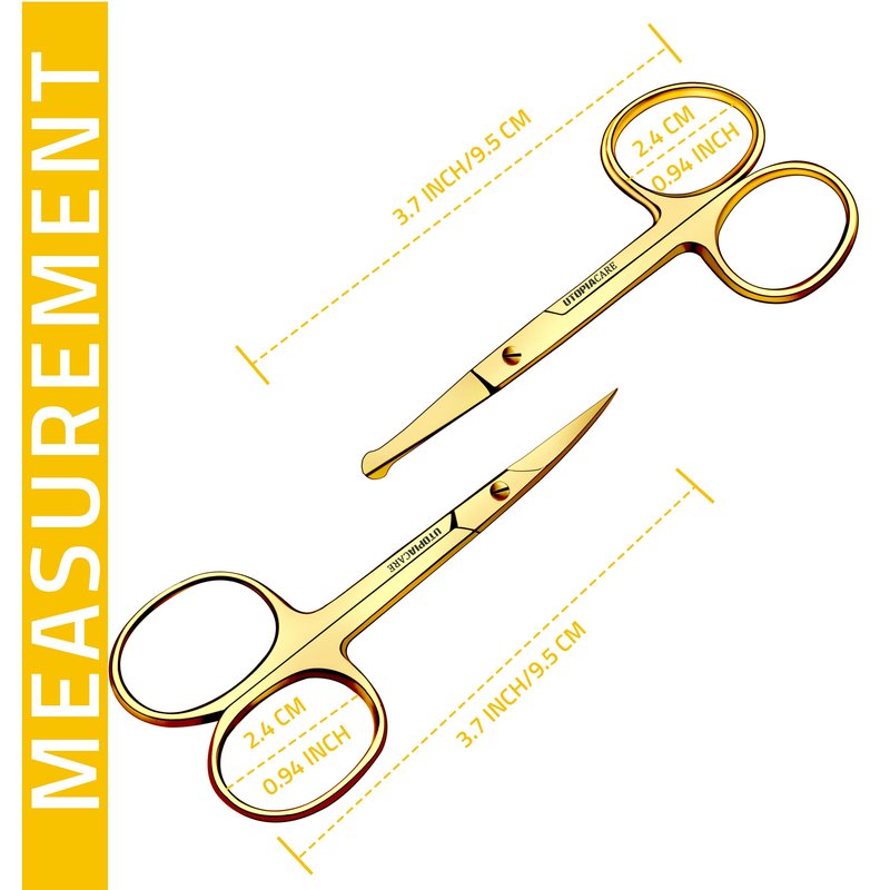 Utopia Care Curved & Rounded Facial Hair Scissors for Men, Mustache, Nose, Beard, Eyebrows, Eyelashes, Ear Hair Cutting & Trimming Scissors, Red