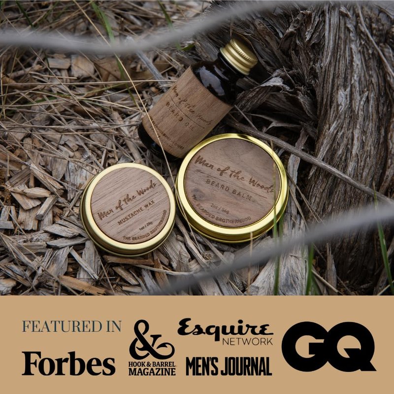 The Bearded Brotherhood TBB Man of the Woods Mustache Wax – Strong Hold Grooming Wax with Cedarwood, Patchouli, Sandalwood & Vanilla – Natural Styling Balm for Men, 1 oz