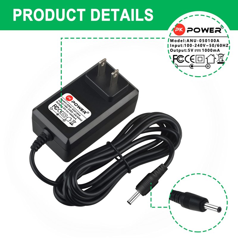 PKPOWER AC/DC Adapter 5V Power Supply Charger, 6.6ft Cord Replacement for Remington Shaver XF8000 XF2800 PS-1 BHT1000 S1000 MS-1 and More