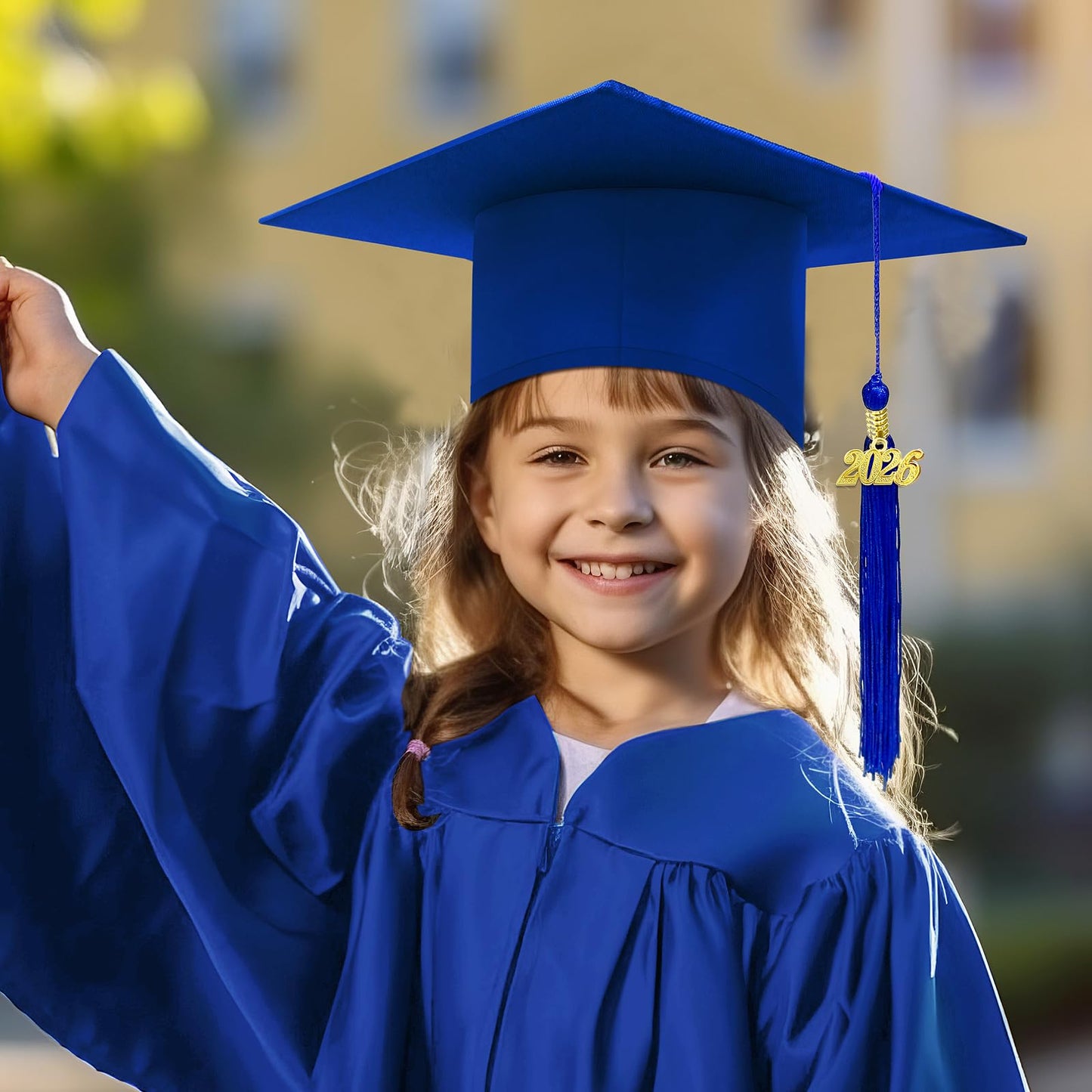 Kidum 16 Pcs 2026 Graduation Cap Kindergarten Bulk Graduation Cap Preschool Child Size Grad Caps with Metal 2024 Tassel (Blue)