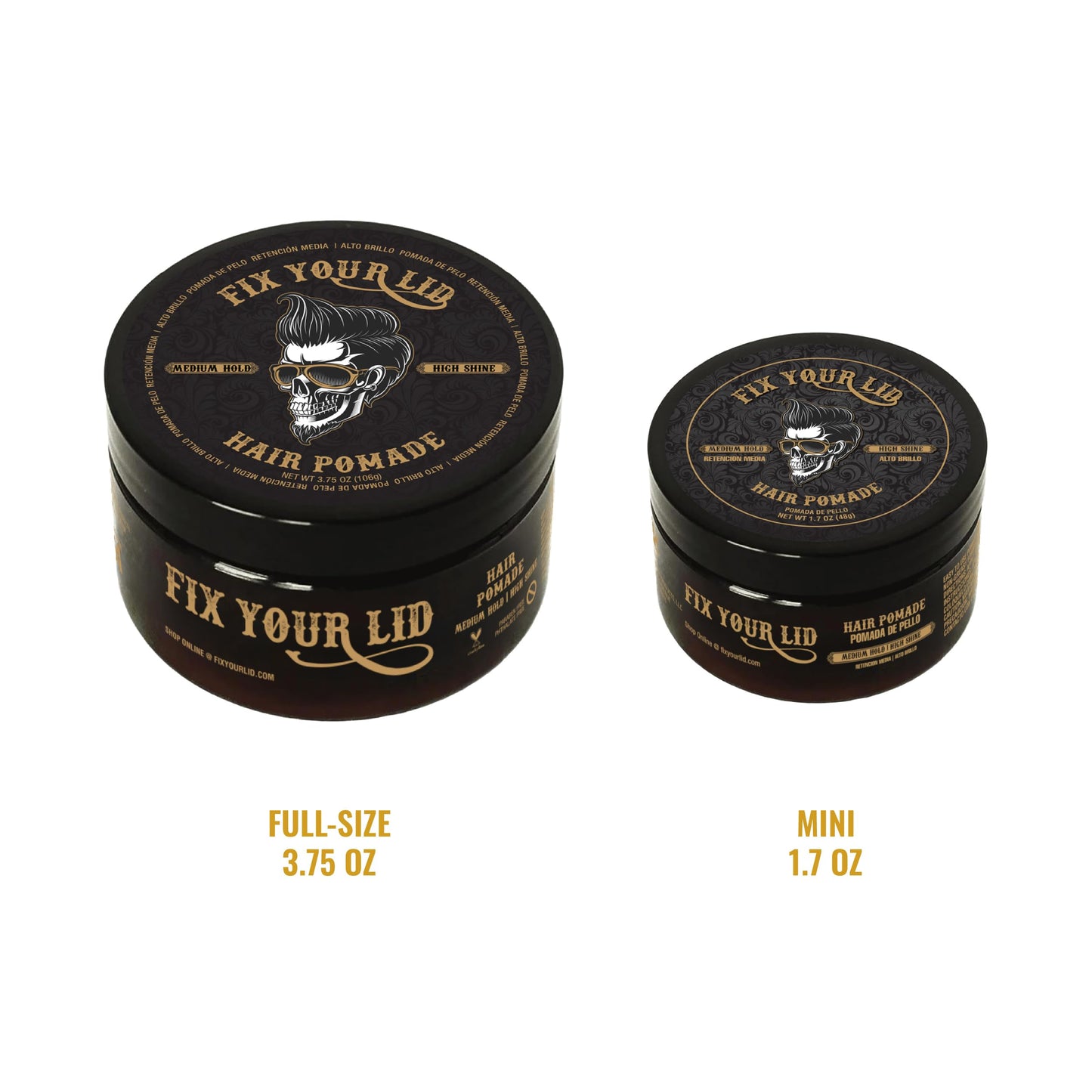 Fix Your Lid Hair Pomade for Men - Water Based Pomade Medium Hold High Shine - Easy to Wash Out - All Hair Types - 3.75 oz + 1.7 oz