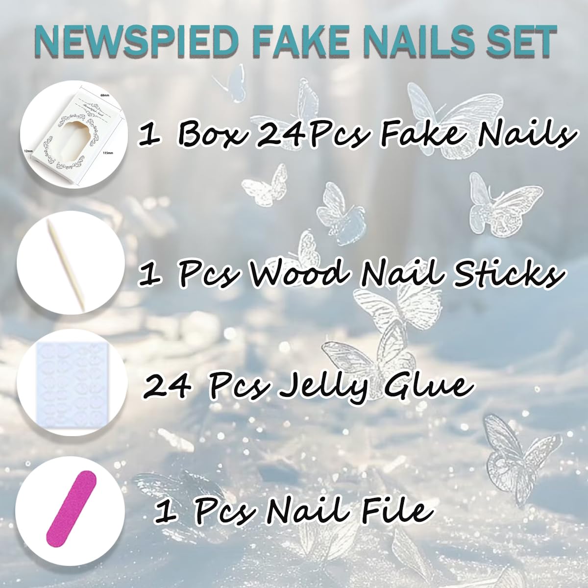 French Tip Press-On Nails - Almond Shape Medium 24 Pcs | 3D White Bow & Pearl Designs, Reusable Acrylic for Manicure