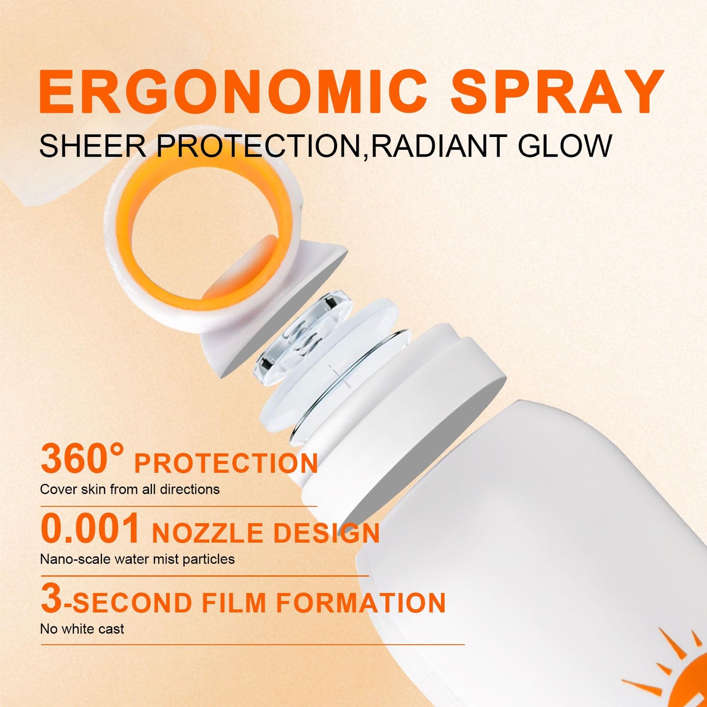 Mineral Sunscreen Spray SPF 50, 360° Mist, Broad-Spectrum UVA/UVB Protection, Lightweight & Non-Greasy, Travel Size Sunscreen Spray for Face & Body, Water & Sweat Resistant，5.07oz/150ml (2 pack)