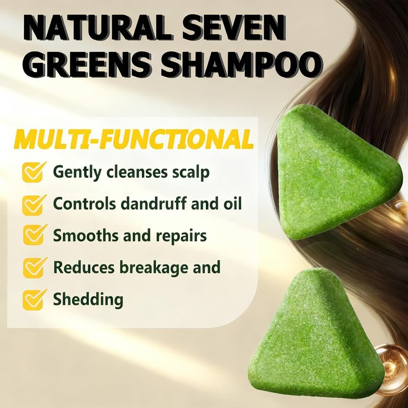 Nature Triangle Shampoo Bar - 2-Pack Natural Green Soap for All Hair Types | Strengthens & Smooths Hair