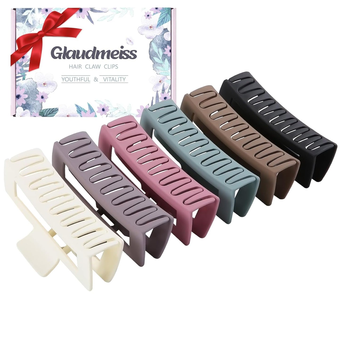 Extra Large Claw Clips for Women - 4 PCS Jumbo Matte Hair Claws for Thick Long Curly Hair | Non-Slip Rectangle Design