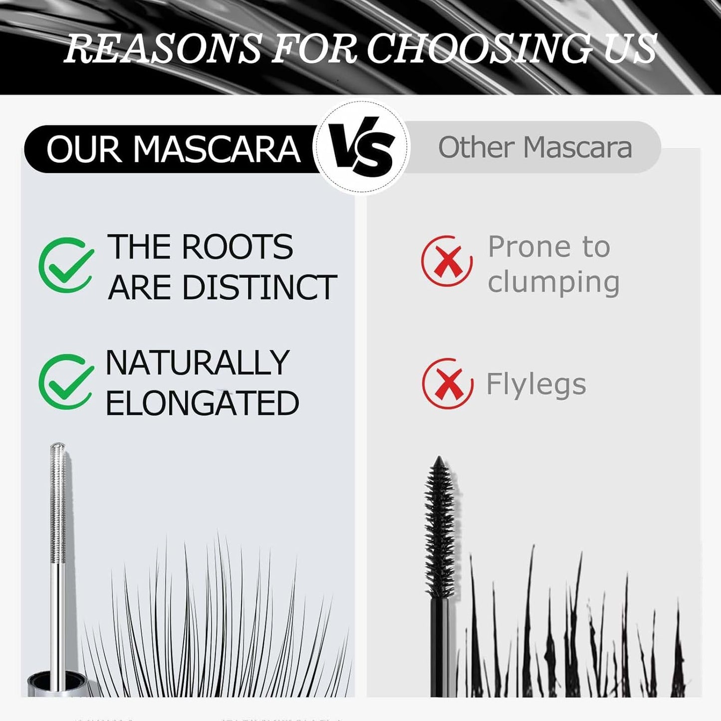 Brown Washable Iron Wand Mascara - Waterproof Formula for Thin, Short Lashes | Buildable Length & Volume, Clump-Free Finish