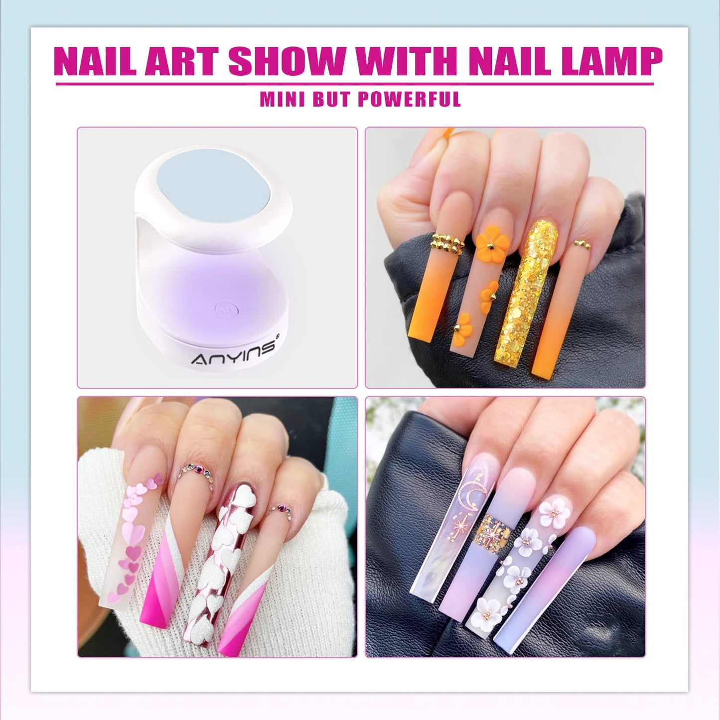 ANYINS Mini UV Light for Gel Nails, UV Light for Nails Nail Lamp Portable UV Nail Lamp 16W UV Lamp Professional UV Lamp for Gel Nails Innovative Nail Dryer for Nail Art