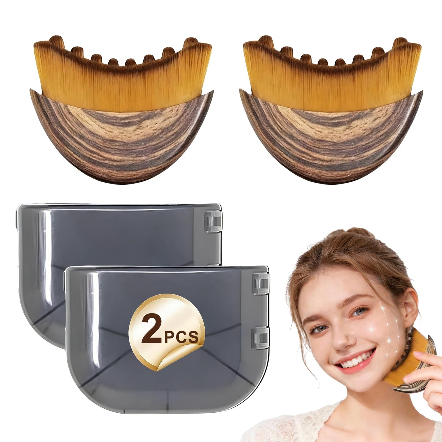 2 PCS Lymphatic Contour Face Brush - Lymphatic Drainage Massager Face Brush & Dry Brush, Ergonomically Contoured to Fit Facial Curves, Relieve Fatigue, Reduce Puffiness & Double Chin, Boost Skin Glow