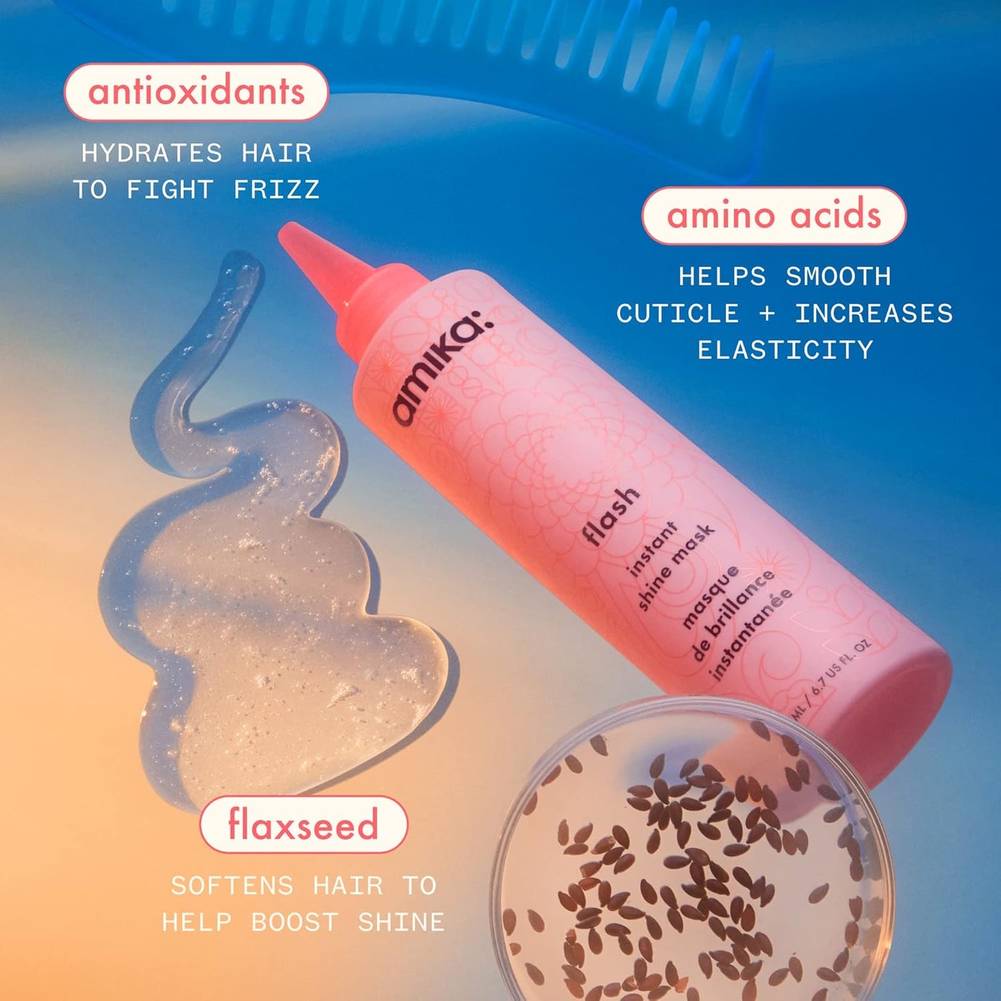 Amika Flash Instant Shine Mask - Deep Conditioning Hair Treatment for Glossy, Radiant Locks