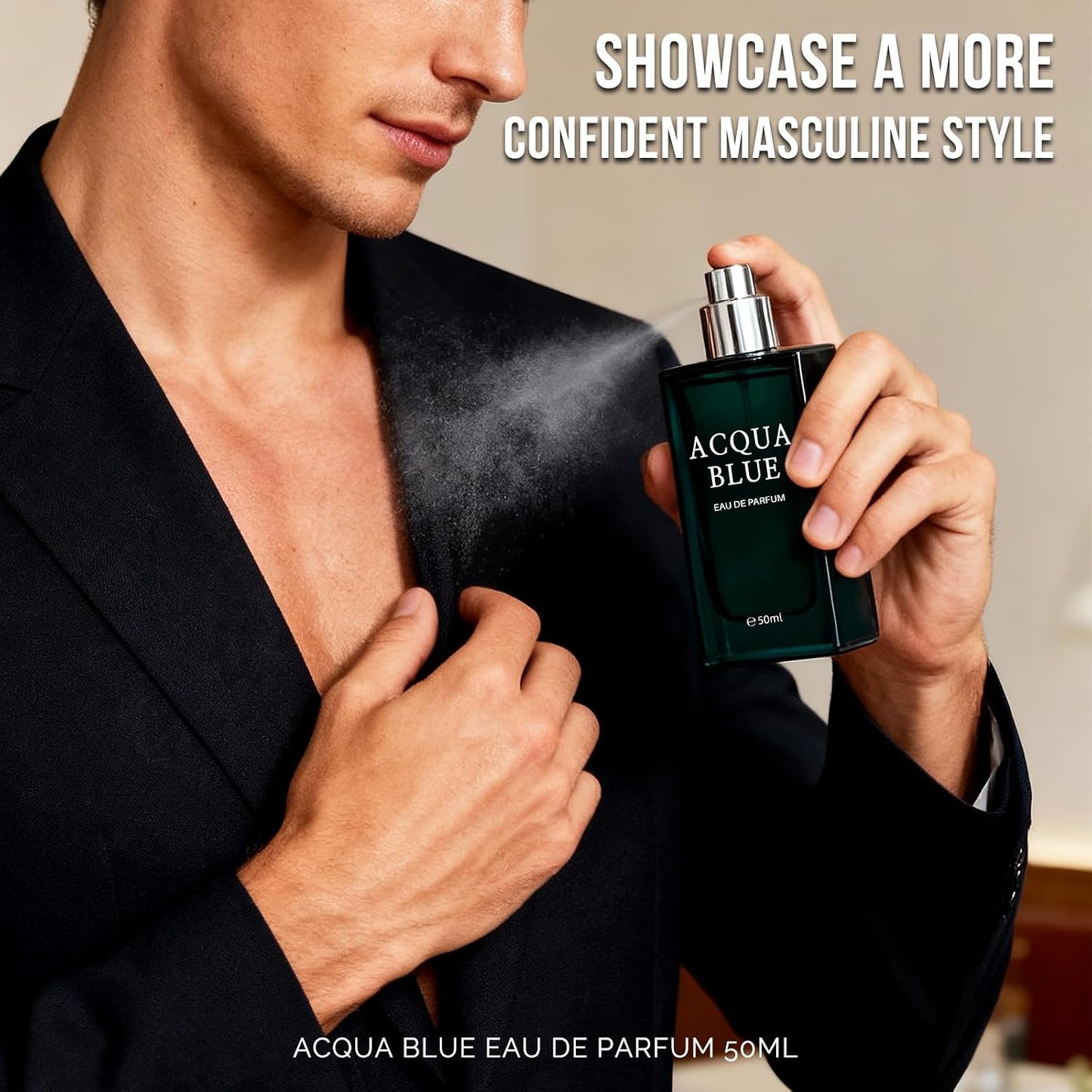 Acqua Blue Eau de Parfum for Men - Fresh Woody Cologne with Lemon, Mint & Pink Pepper | 50ml Long-Lasting Fragrance